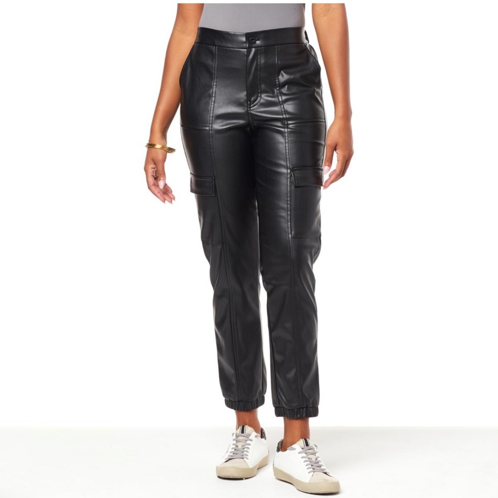 Faux Leather Cargo Pants